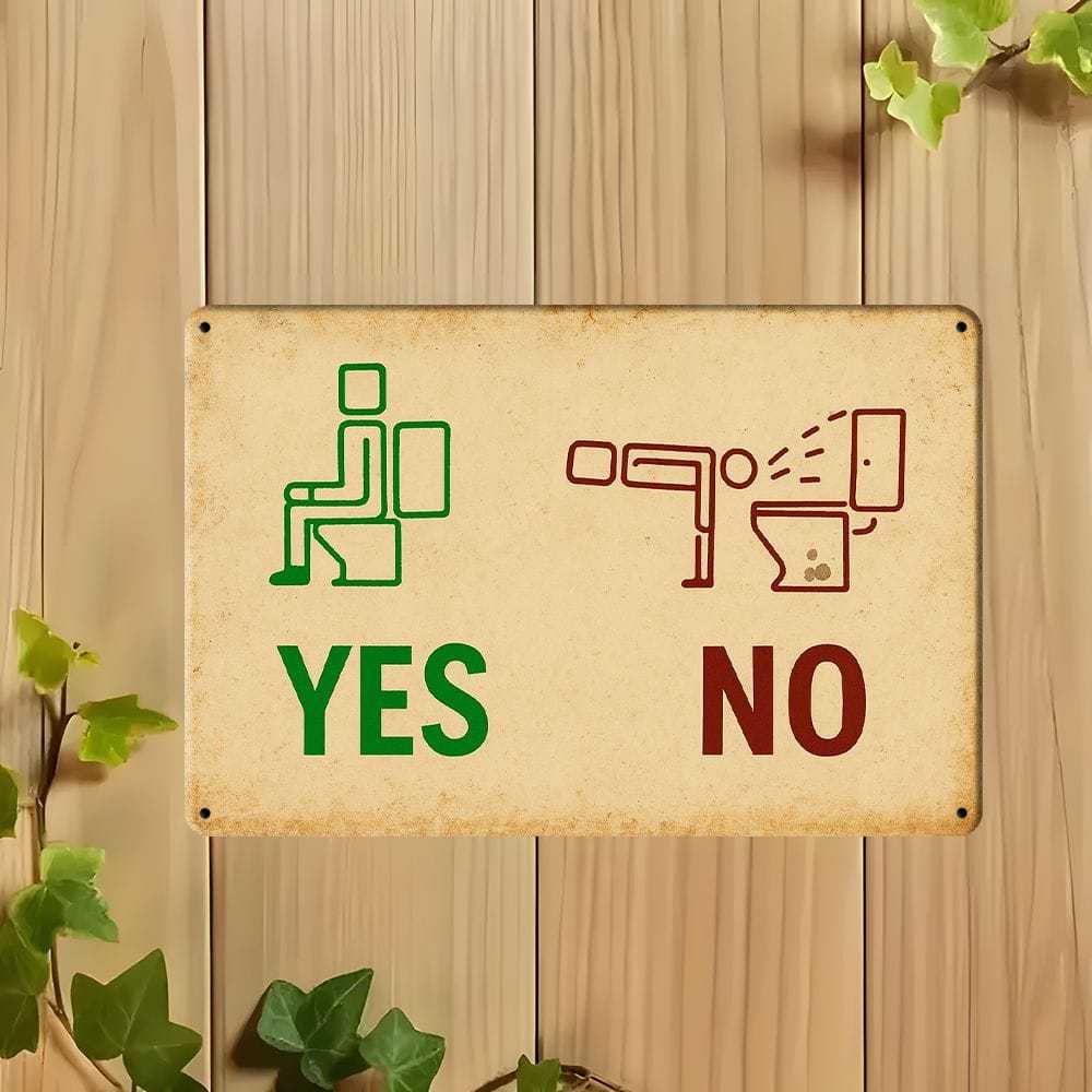 Funny Vintage Toilet Metal Sign, 12x8 Inch.