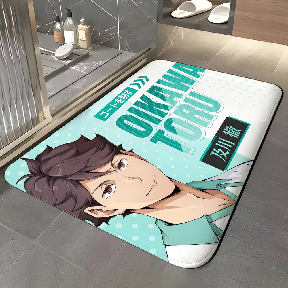 

anime H-Haikyuu Floor Mat Soft Flannel Entrance Door Mat Non Slip Absorbent Bathroom Bedroom Floor Rug 40x60cm