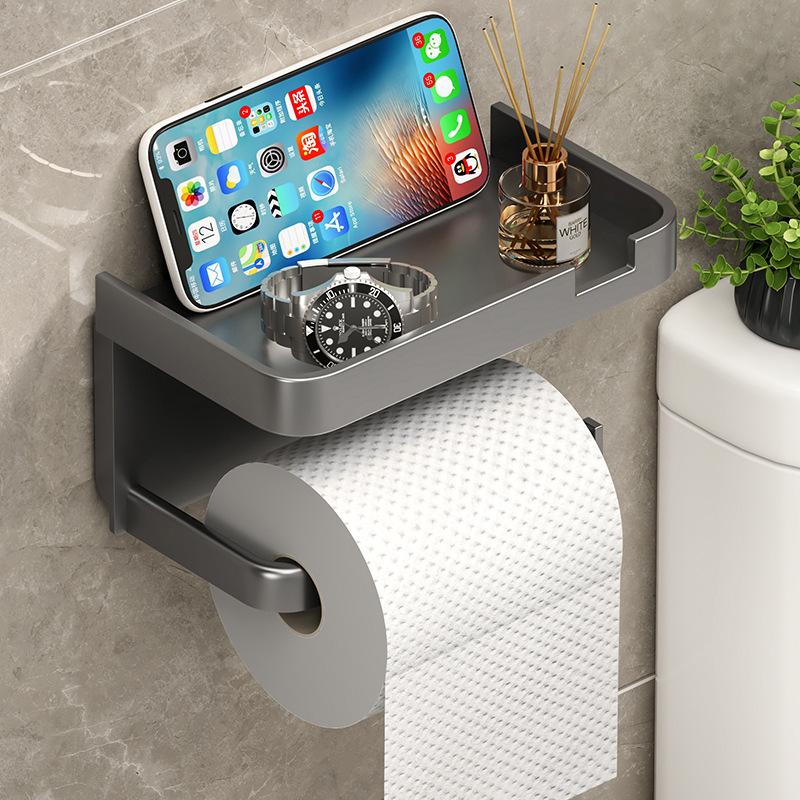 Bathroom Toilet Paper Box Roll Paper Towel Holder Punch-free Mobile Phone Toilet Paper Holder Paper Box Toilet Paper Storage Rack