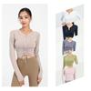 Yoga Sports Tops Women's Tight Drawstring Long Sleeve T-Shirt Autumn Running Fitness Clothing
