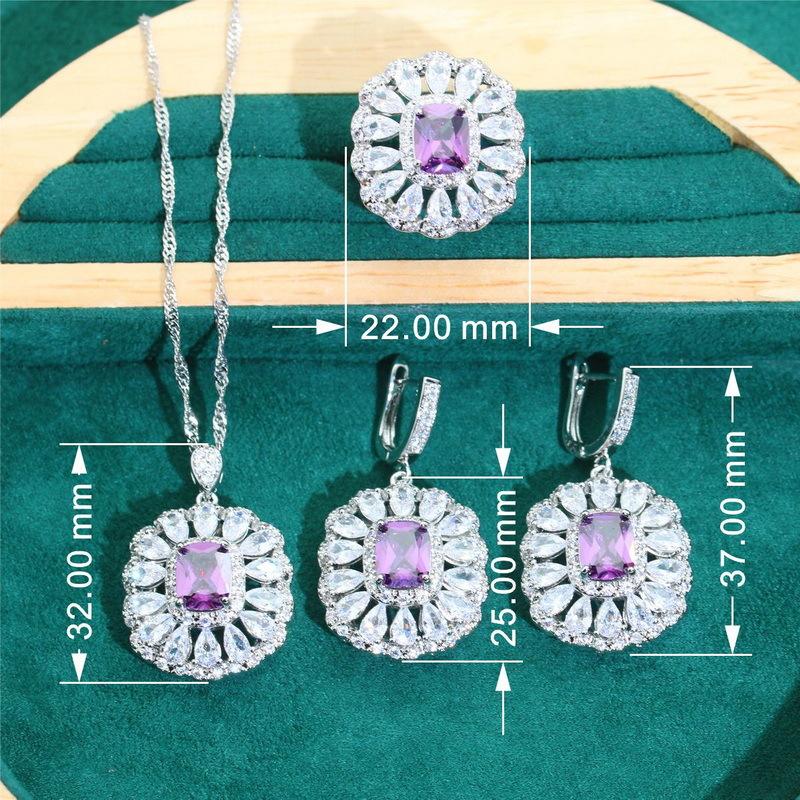 High End Jewelry Europe and The United States Hot Selling Zircon Bracelet Earrings Rings Feminine Jewelry Set