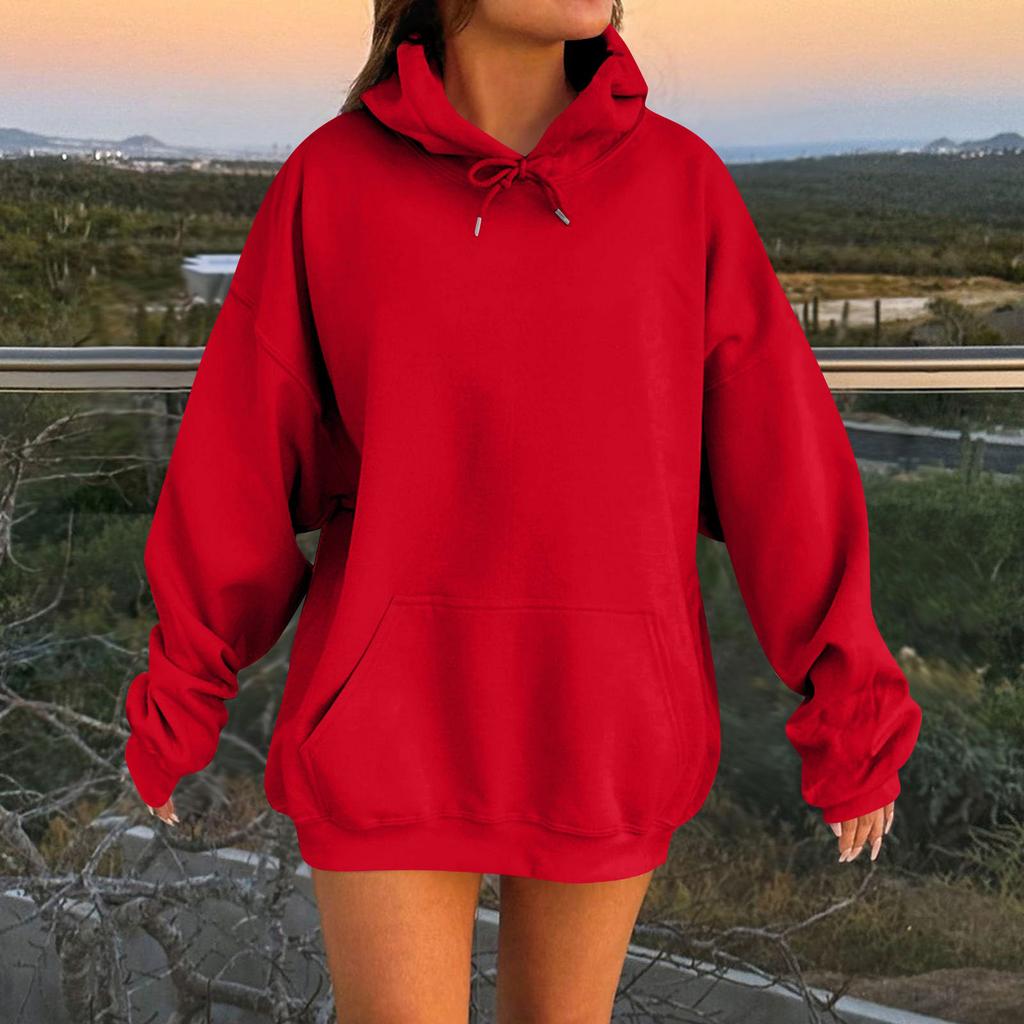 Women's Long Sleeve Oversized  Oversized Drop Shoulder Sleeves Women's Hooded Plush Sweatshirt
