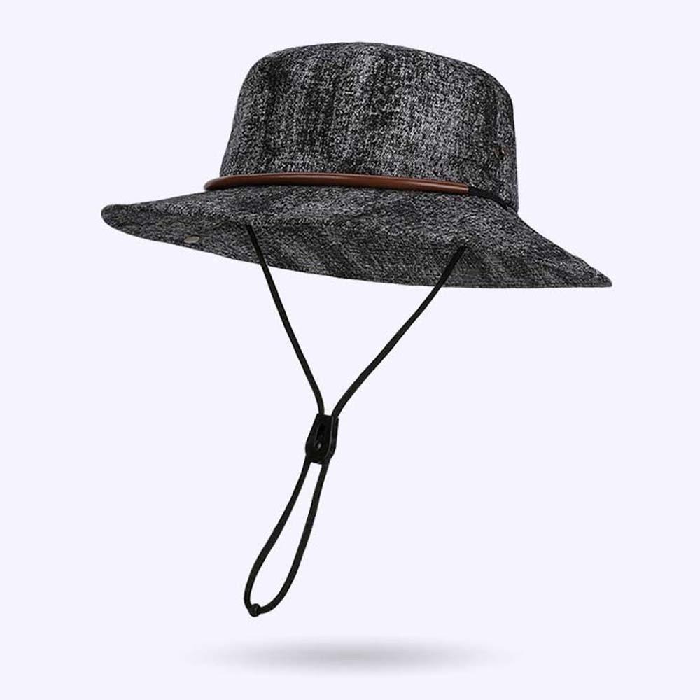 Drawstring Sunshade Cowboy Hat Breathable Fishing Cap Sun Cap Sunscreen Basin Cap  Camping