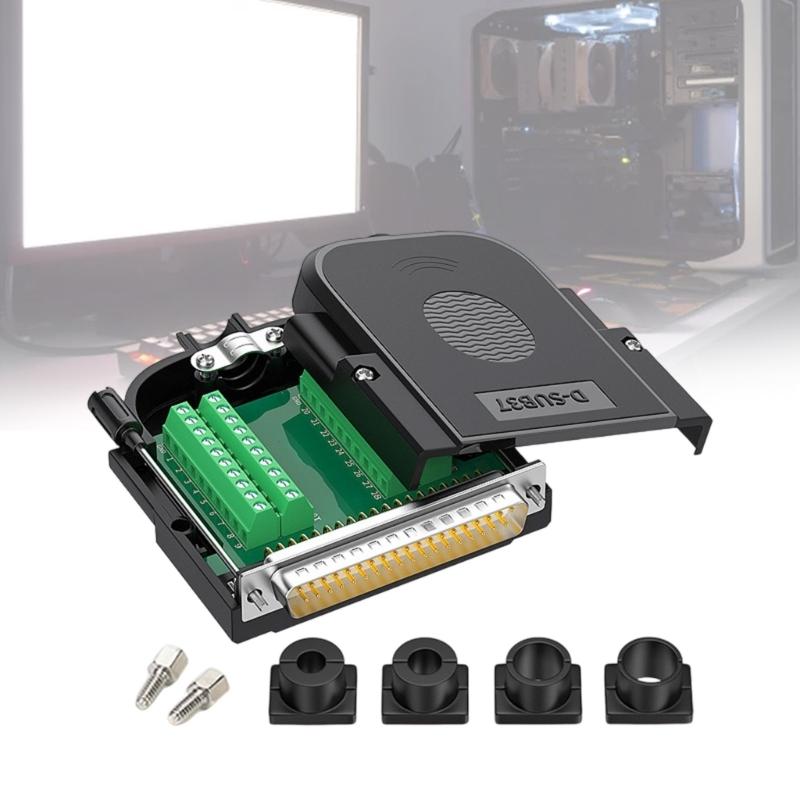 Cienki adapter DB37 bezlutowy RS232 D-Sub z obudową typu Fold Lock i wieloma przewodami końcowymi