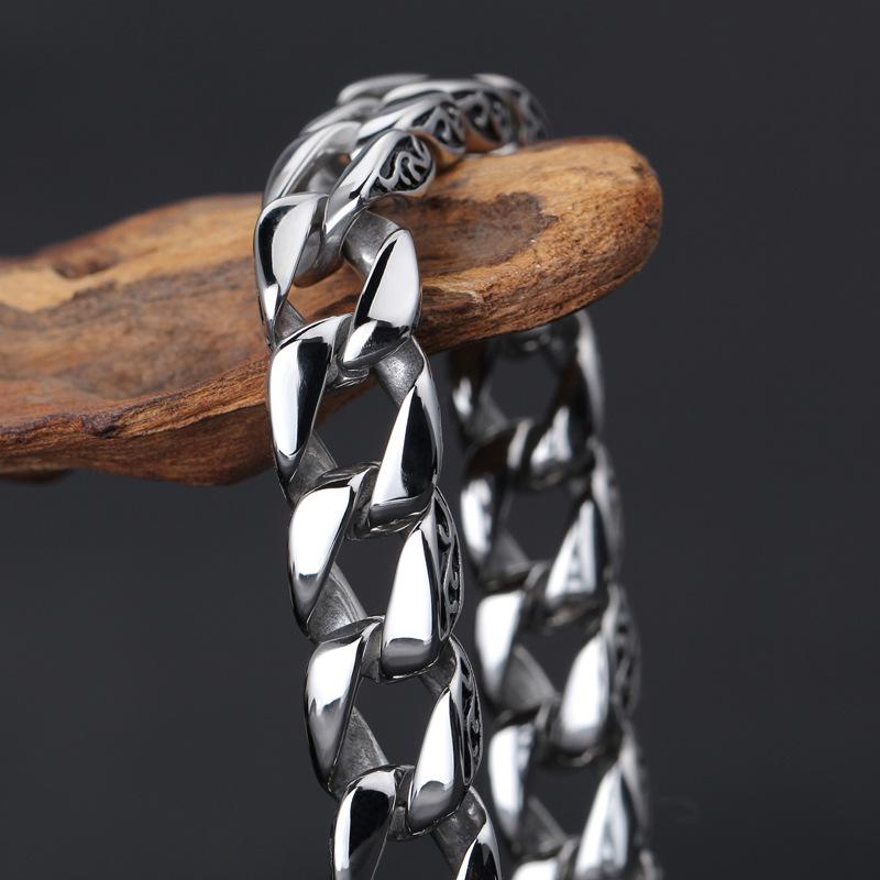 316L Stainless Steel Men's Charm Bracelet Retro Bracelet Man High Quality Cool Male Bikers Jewelry Accessories On Hand Curb Chain