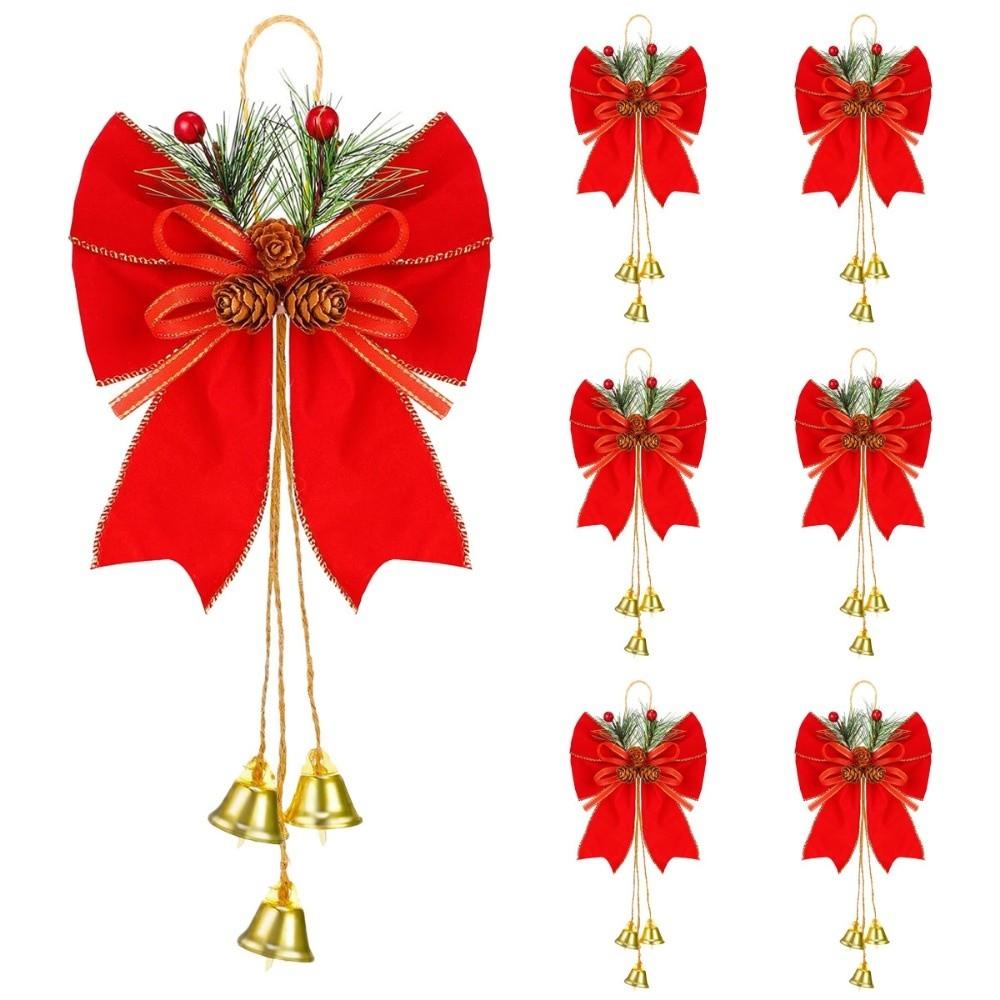 6Pcs/Set Buffalo Plaid Christmas Bows Hanging Ornament  Christmas Tree Decoration