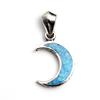 [World Accessories Carmelo] Mexican Turquoise Moon and Crescent Moon Pendant Good Vibrations for Men and Women, 925 Sterling Silver
