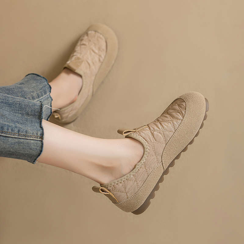 Soft sole soft surface comfortable pregnant women single shoes women's autumn 2025 new one-pedal round head flat bottom casual Doudou shoes