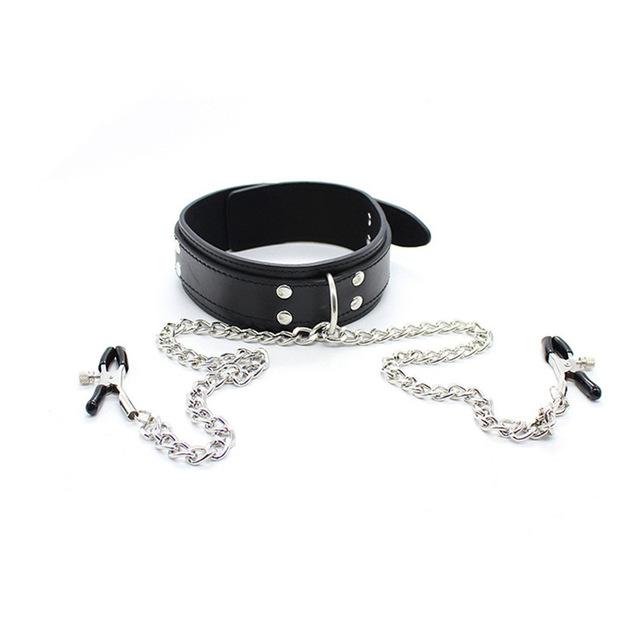 Slave Collar Nipple Clamps Chains Kink Fetish Restraints Nipple & Clitoral Toys