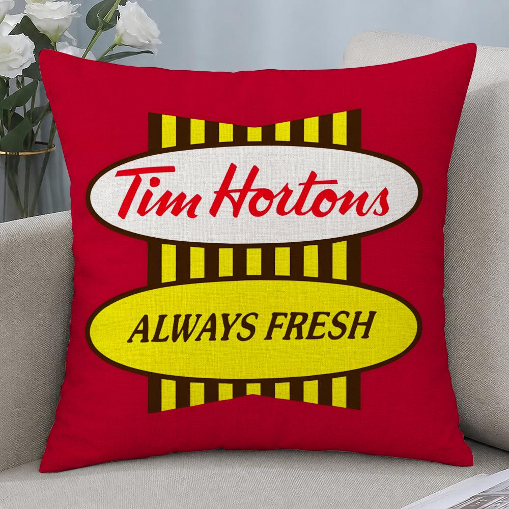 Brand Tim Hortons Cushion Cover Cushion Covers Natural Linen Breathable Sofa Bedroom Decor Pillowcase