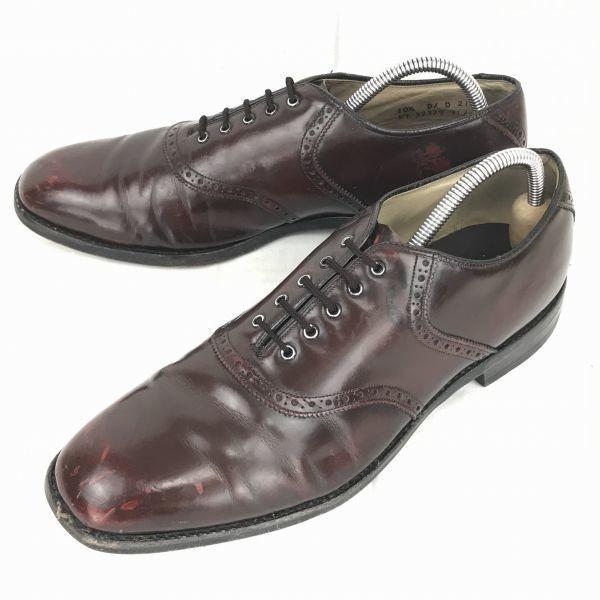 

80s Vintage Johnston & Murphy leather saddle shoes hole-cut red brown size 28.0