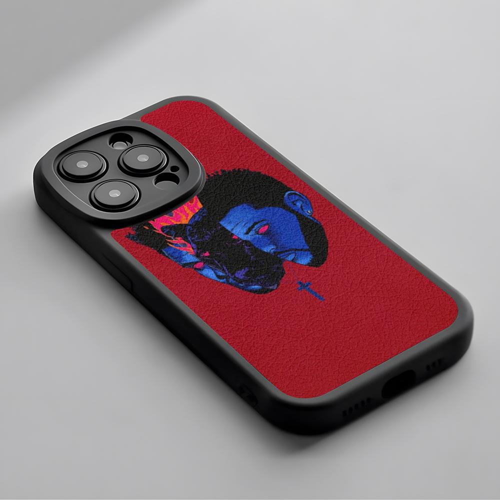 Fashion Cool Weeknd Poster Singer Phone Case For iPhone 16 15 14 13 12 11 Plus Pro Max Lambskin Silicone Cover Black