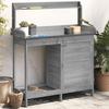 VidaXL Potting Table with Cabinet, Planting Table with Storage, Potting Bench, Plant Table, Wood Grey 156345