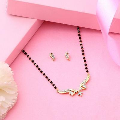 24k Gold Floral Necklace Set Mangalsutra