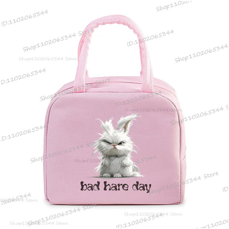 

Cartoon Rabbit Series Print Portable Lunch Bag Women Kids Food Thermal Box Multi-function Office Bento Insulated Bunny Handbag
