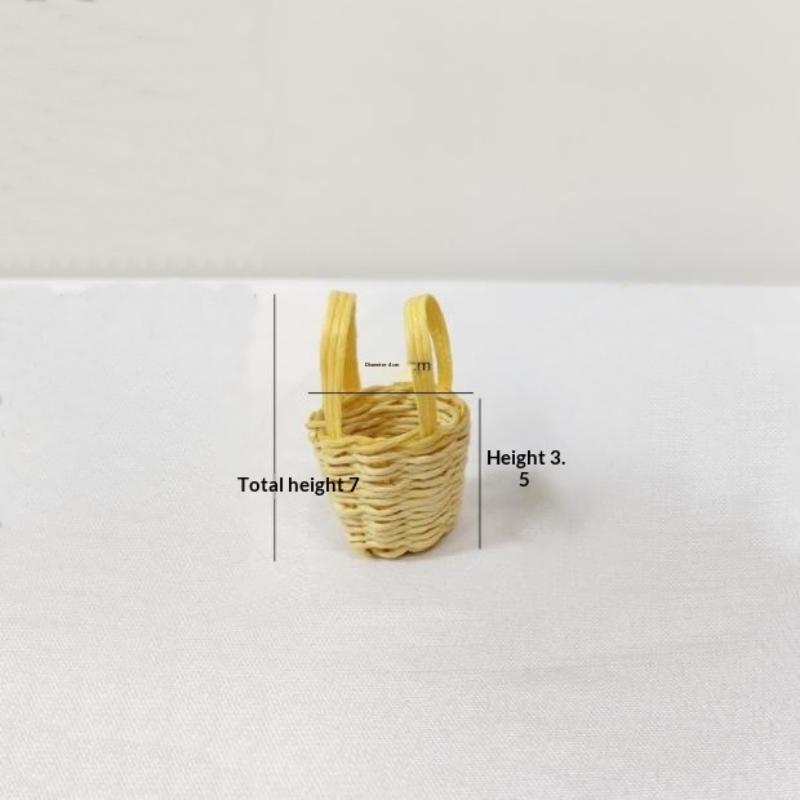 1Pcs Storage Basket Scene Props Dollhouse Mini Woven Flower Basket Carrying Basket Miniature Model Daily Necessities Decor