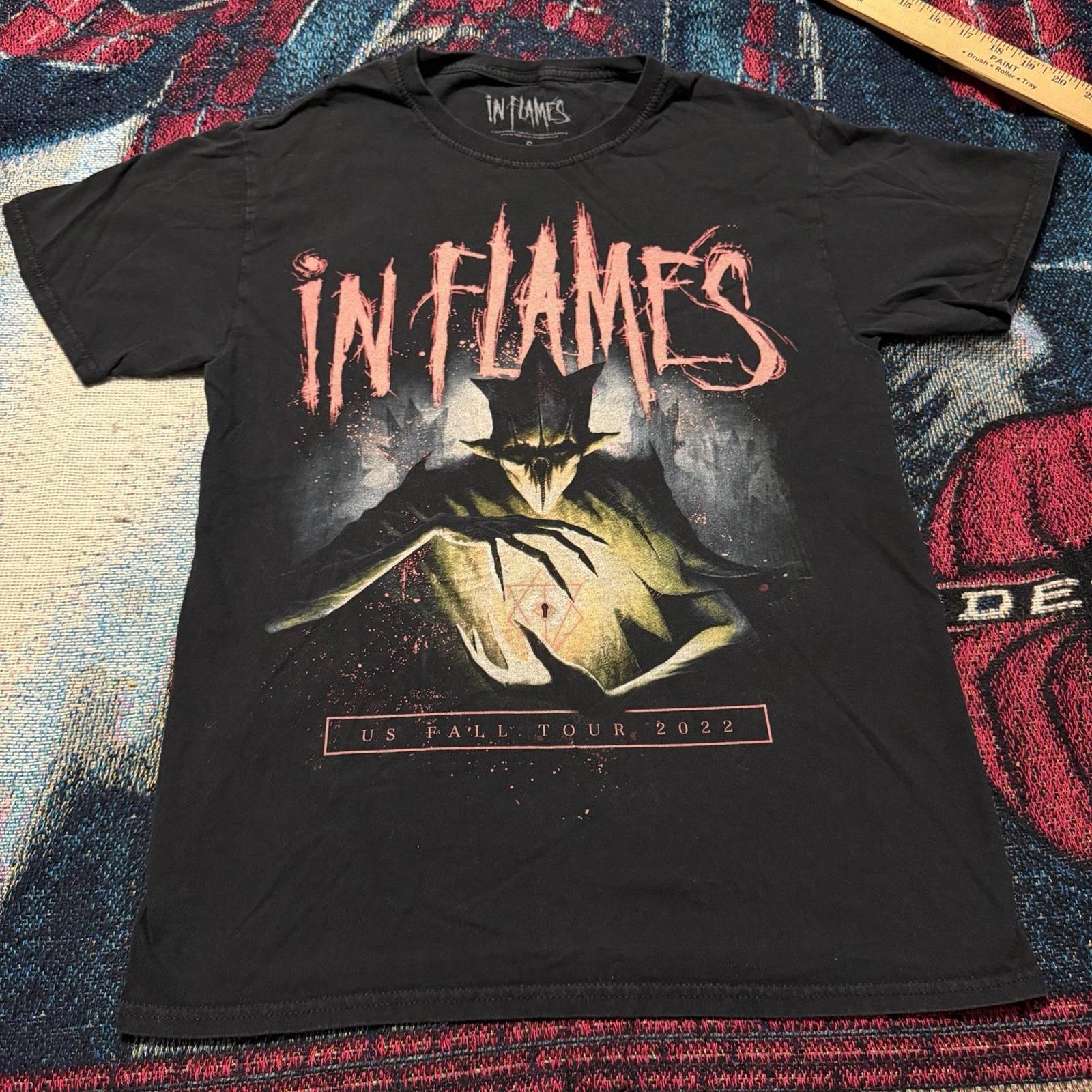 In Flames US Fall Tour 2022 Men s S Shirt - Metal Band Merch Black Horror Design XL