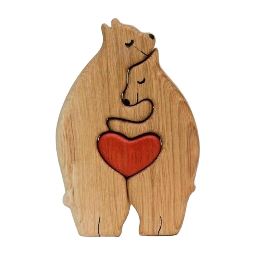 Wooden Bear Family Art Puzzle Wooden Bear Sculptures for Christmas