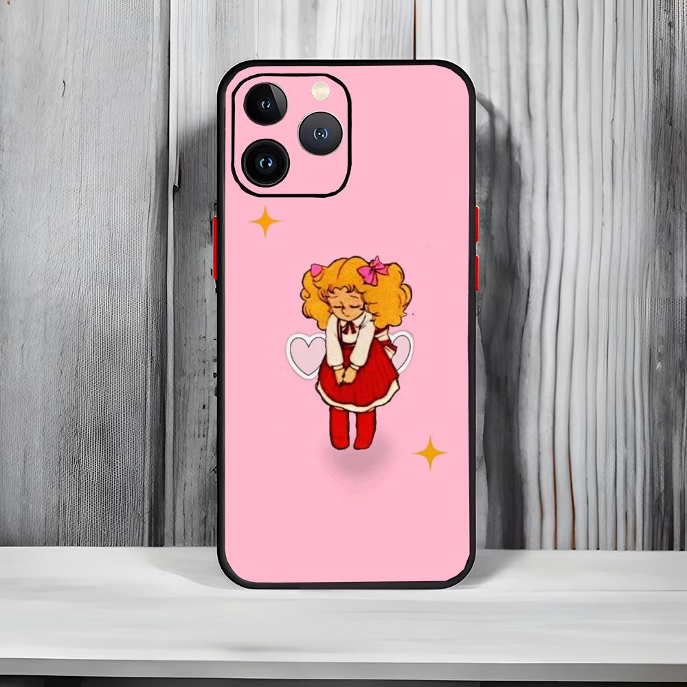 Anime Cute M-Manga Candy Phone Case Black Matte Thin Phone Case For iPhone17 16 15 14 13 ProMax