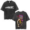 British Classic Virtual Band Gorillaz Poster Tshirt Men Women Streetwear Hip Hop Vintage Washed Cotton Top Oversized Summer Tee