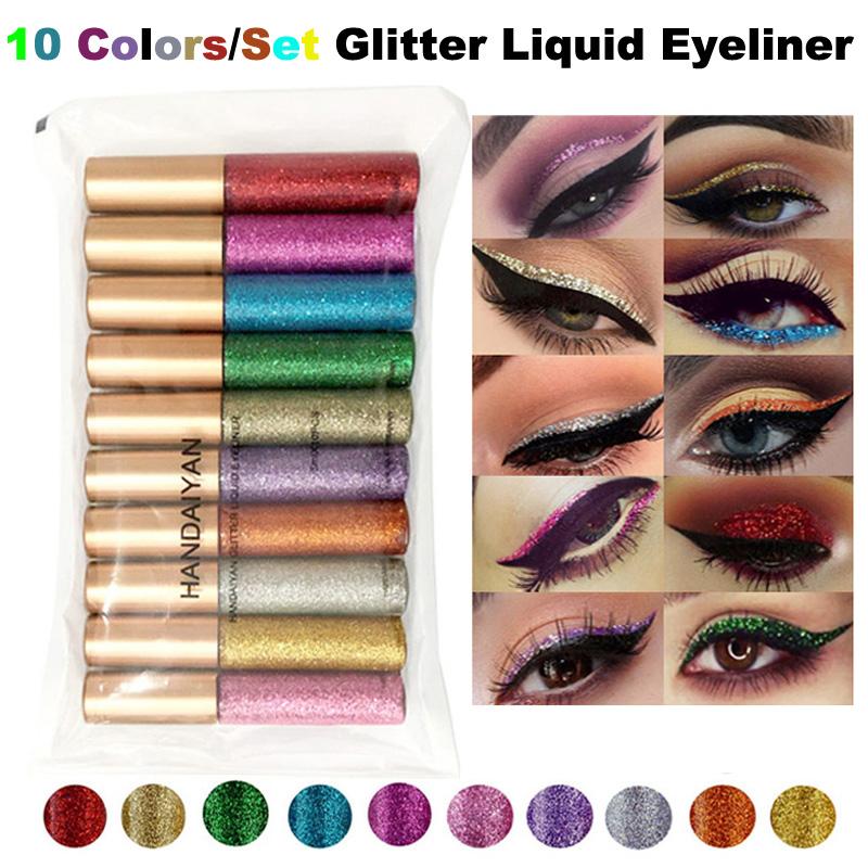 

10/12 Colors Matte Eyeliner Set Glitter Makeup Waterproof Colorful Liquid Crystal Diamond Eye Liner Pen Gel Make Up Cosmetics