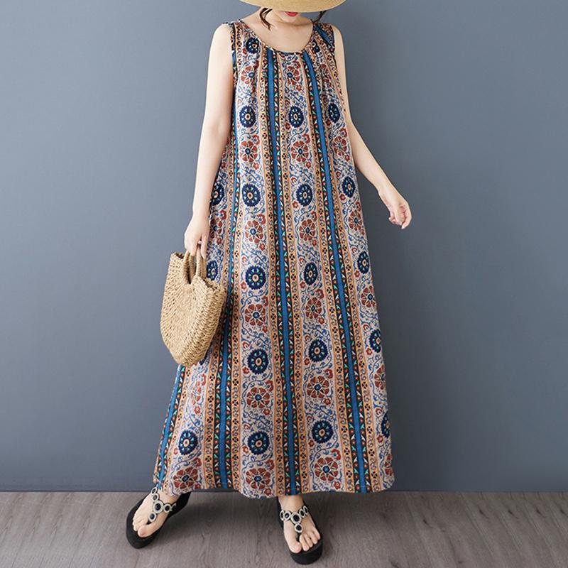 

XITAO Print O-neck Dress ZMY1091 One Size серый