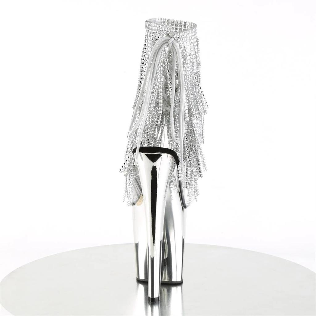 Women Platform Sandals 20Cm Flash Diamond Tassel High Heel Low Boots Nightclub Stage Pole Dance High Heel Sole Sandals YKC