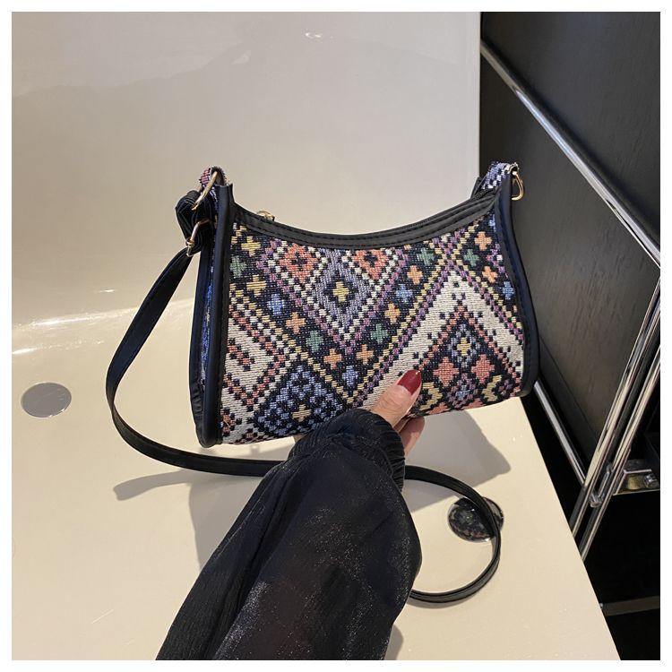 Ethnic Style Armpit Bag Autumn New Style Western-style Single Shoulder Diagonal Cross Hand-held Women's Small Square Bag
