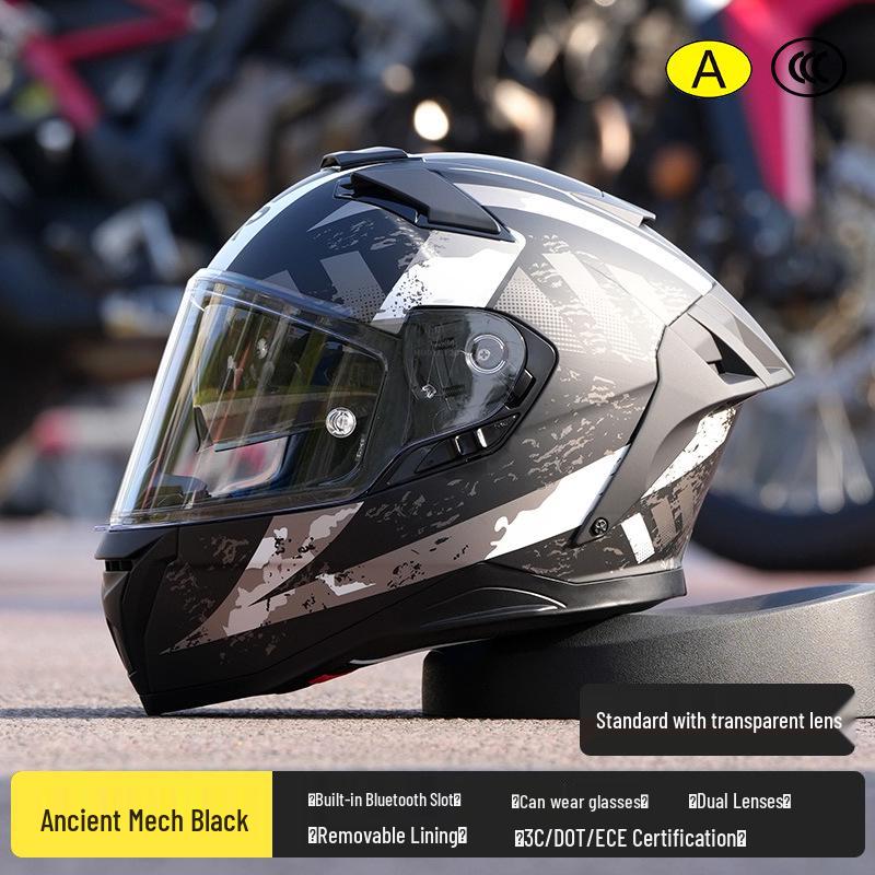 RSV Motorcycle Helmet with Double Visor, Men's Full Face, All-Season, Universal Fit, 3C Certified (Model 939)