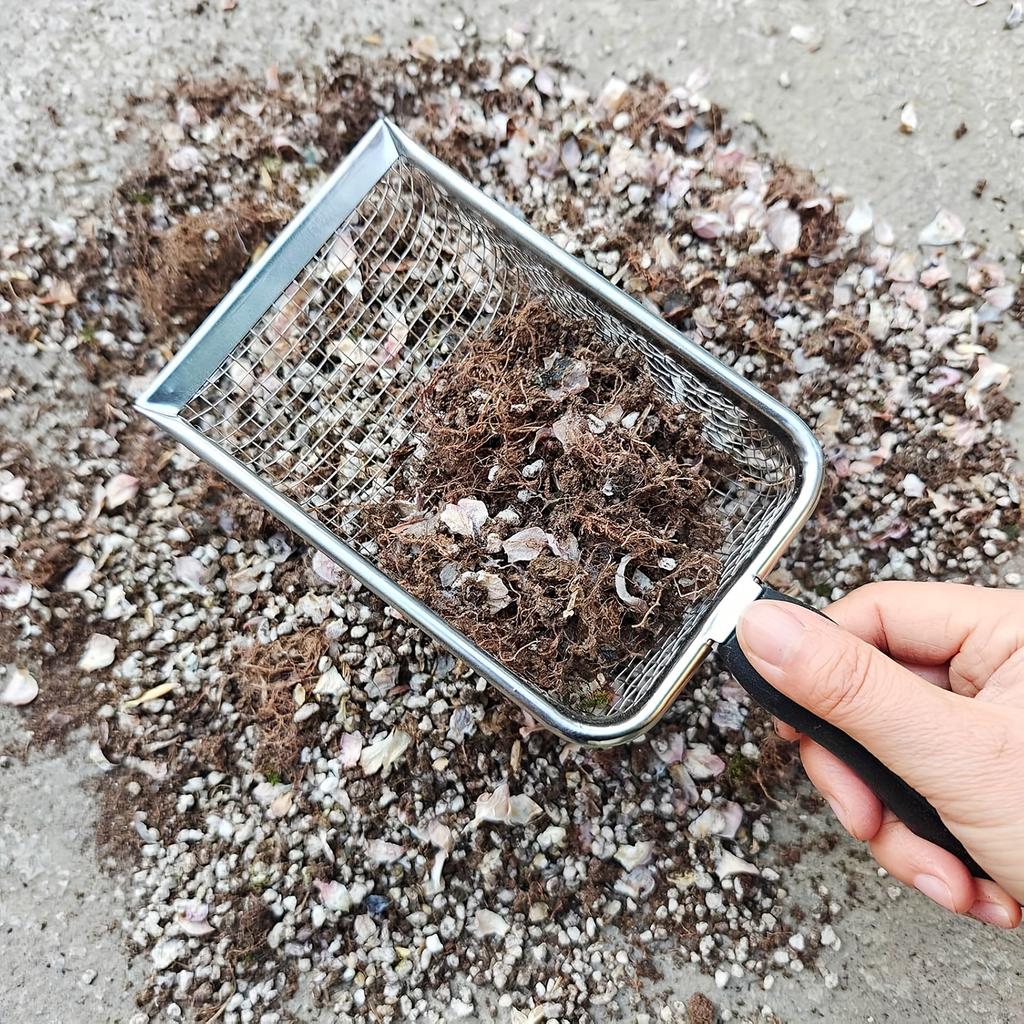 Wytrzymałe metalowe sito ogrodowe do gleby z ergonomicznym uchwytem, siatka do kompostu i kamieni do ogrodnictwa, przygotowania gleby, kształtowania krajobrazu, trwałe narzędzie ogrodowe