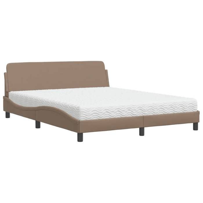VidaXL Lit avec matelas cappuccino 160x200 cm similicuir 3208441