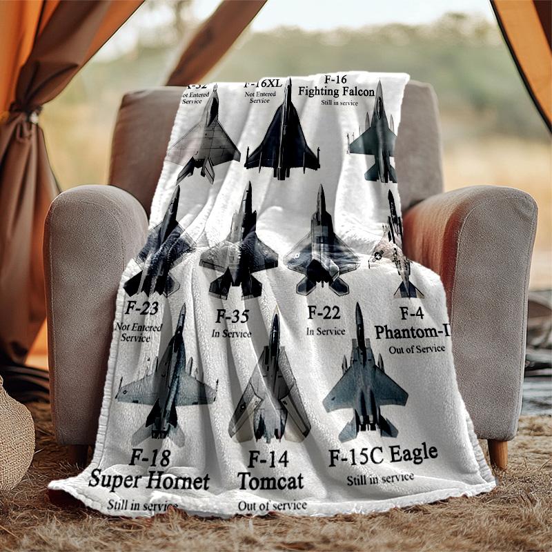 Flaneldecke mit Flugzeugmotiv, Weich, Warm, Ganzjahres-Überwurf, Design für Camping, Autoreisen, Wandern, Sofa, Bett, Büro, Perfektes Geschenk für Partys