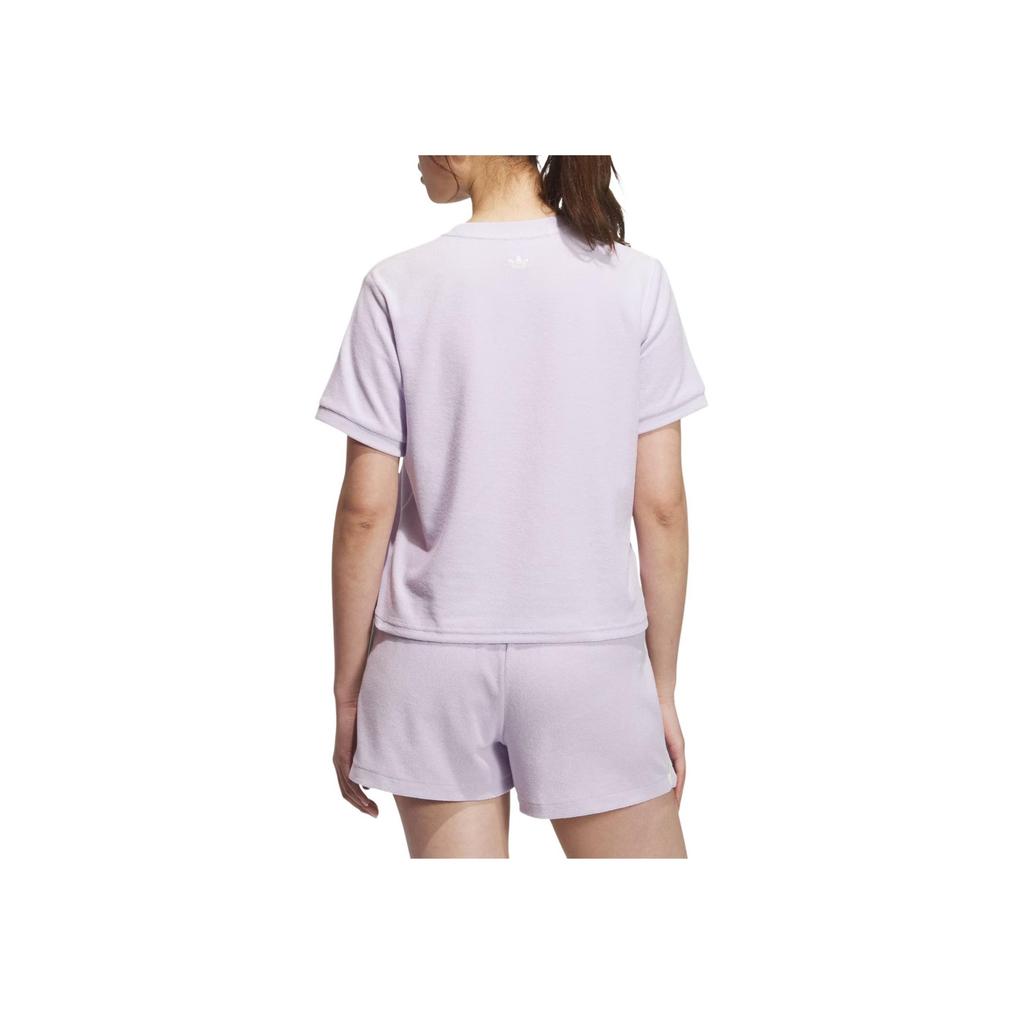 Adidas Originals Graphic T-Shirt Comfortable Soft Skin-Friendly Fashion Short Sleeve Regular T-Shirt Women Tops Light-Purple KB8961