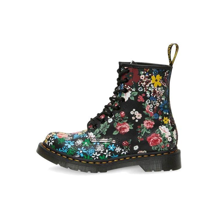 Dr. Martens 1460 Floral Short Boots Women Boots Black White 26920101