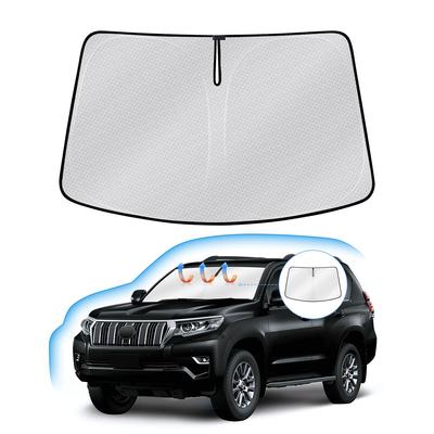 Toyota Land Cruiser Prado řady 150 Sluneční clona na čelní sklo Září UV světlo Sluneční žár na volant Kempování v autě Plástvová úložná taška Interiér Snadno