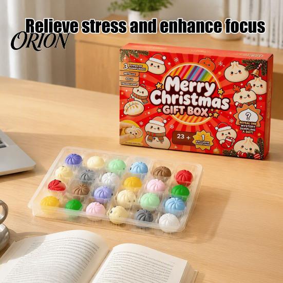 Christmas Dumpling Gift Box Merry Box, Xmas Advent Calendar with Stress Countdown Relief Squeeze Toys, 24 Days Steamed Bun Toy Soft Toys