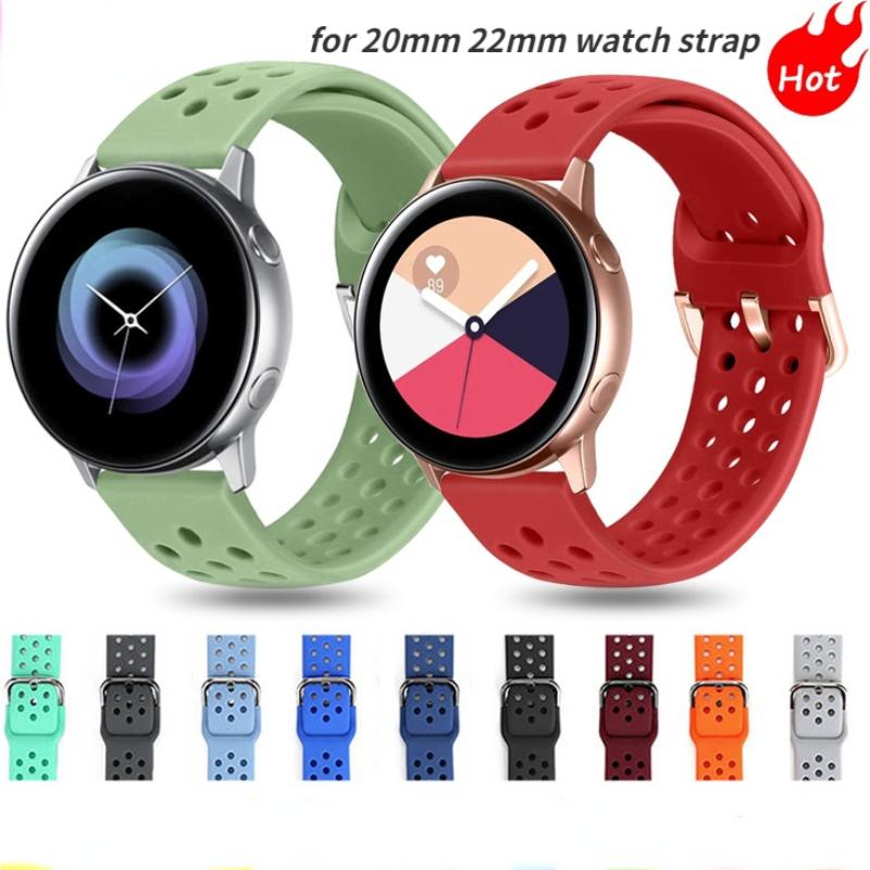 20mm 22mm Silicone Strap For Samsung Galaxy Watch 6/5/4/3/Huawei Watch 4/3/GT2 Sports Bracelet Wristband Amazfit GTR/GTS 4 Band
