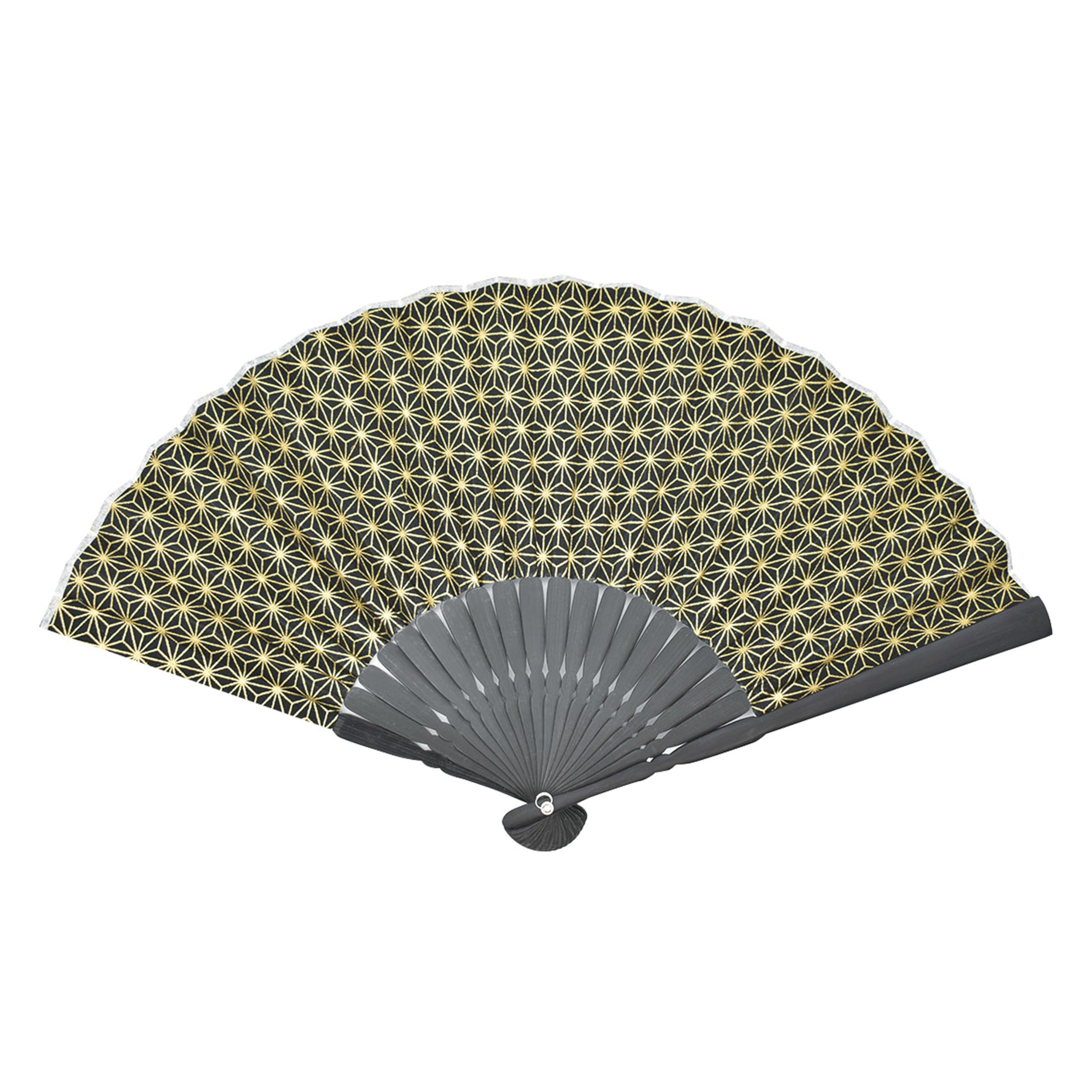 Onishi Kensei Seihan Fabric Folding Hemp Leaf Men s Fan, 23cm, Pattern,  Ripple  S16-MN05