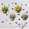 Flower Basket Butterfly Rose Peony Decals Self-adhesive Waterproof Wall Sticker