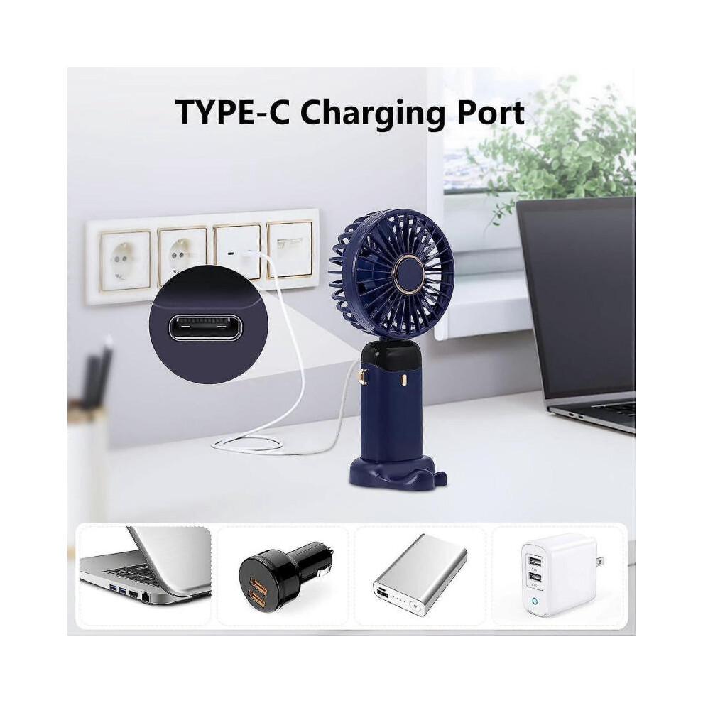 Handheld Fan, Portable Fan, USB Rechargeable Mini Fan, 5 Speed, Portable Fan Handheld with Power Display (Shenzhen Hailan)