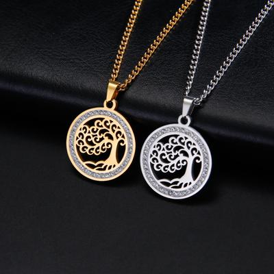 Tree of Life Necklace for Men DreamtimesTree Pendant Family Tree Jewelry for Women Mother's Day Gift Stainless Steel 24 Inches