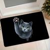 1pc Cartoon Gray Cat Flannel Mat Entrance Door Bathroom Kitchen Absorbent Non-Slip Foot Mat Black Base Cute Clawing Cat Mat
