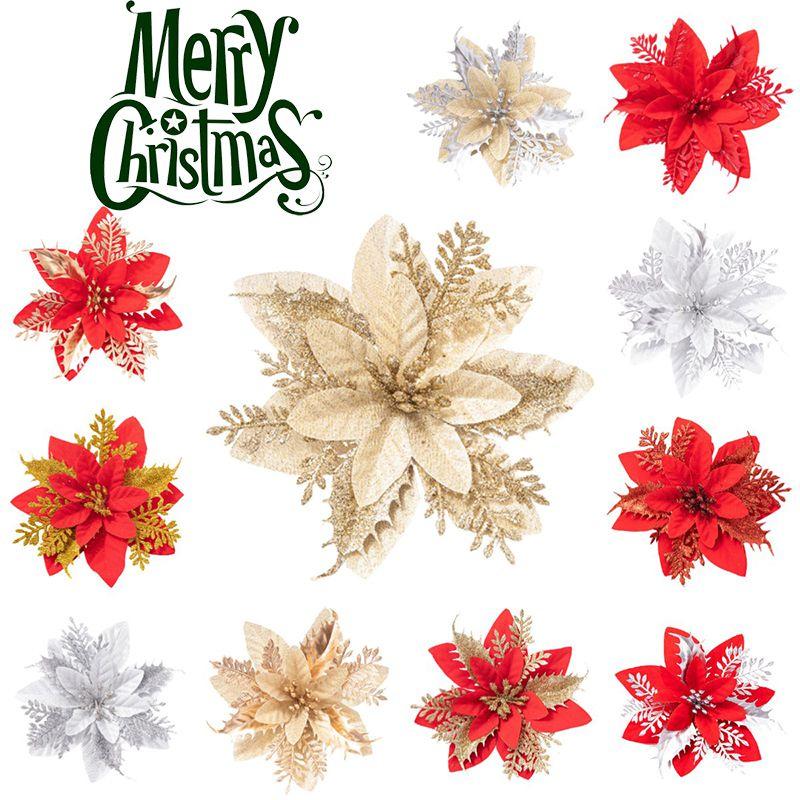 Elegant Artificial Glitter Flower Xmas Tree Decoration For A Festive Atmosphere