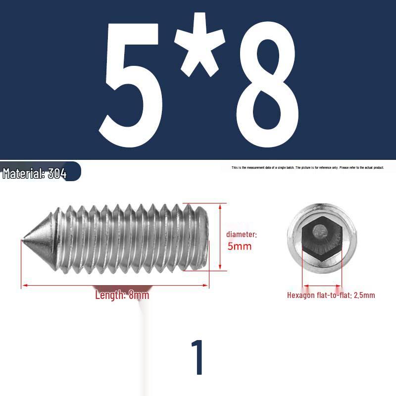 12.9 Edelstahl 304 Innensechskant Kegelspitze Gewindestift M2/M3