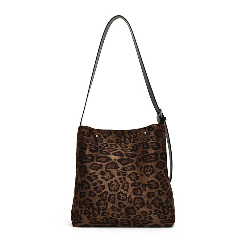 Leopard Print Bag, Women's Tote Bag, Large Capacity, Autumn and Winter Can Be Messenger, New Casual Retro Commuter Bag