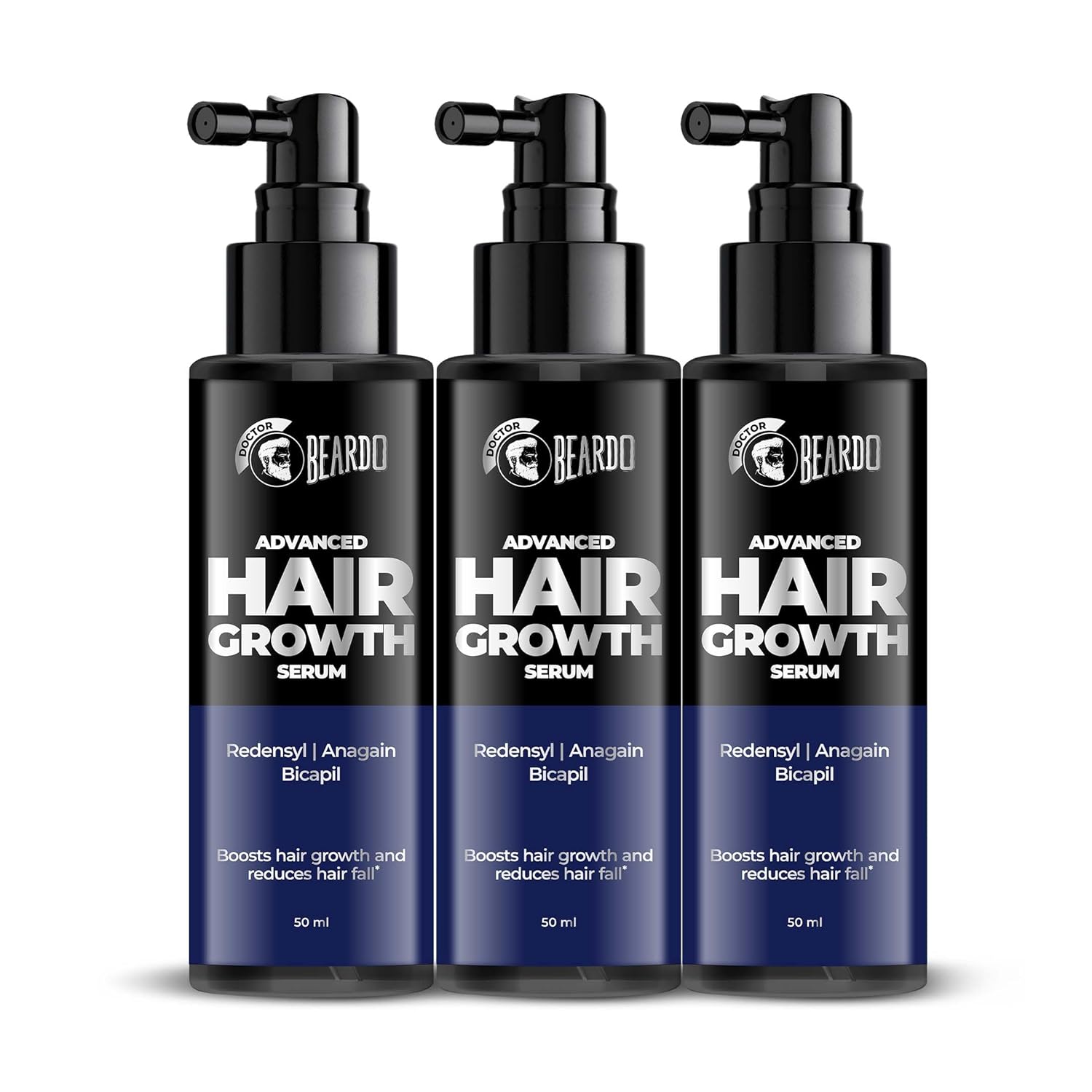Beardo Dr Advanced Hair Growth Serum For Men 50 ml X Pack Of 3 Lightweight Non Greasy Hair Thickening Scalp Care Serum