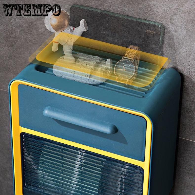WTEMPO Toilettenpapierbox Toilettensaugbox Perforationsfreie Wand-Toilettenpapierbox Toilettenkleinartikelregal