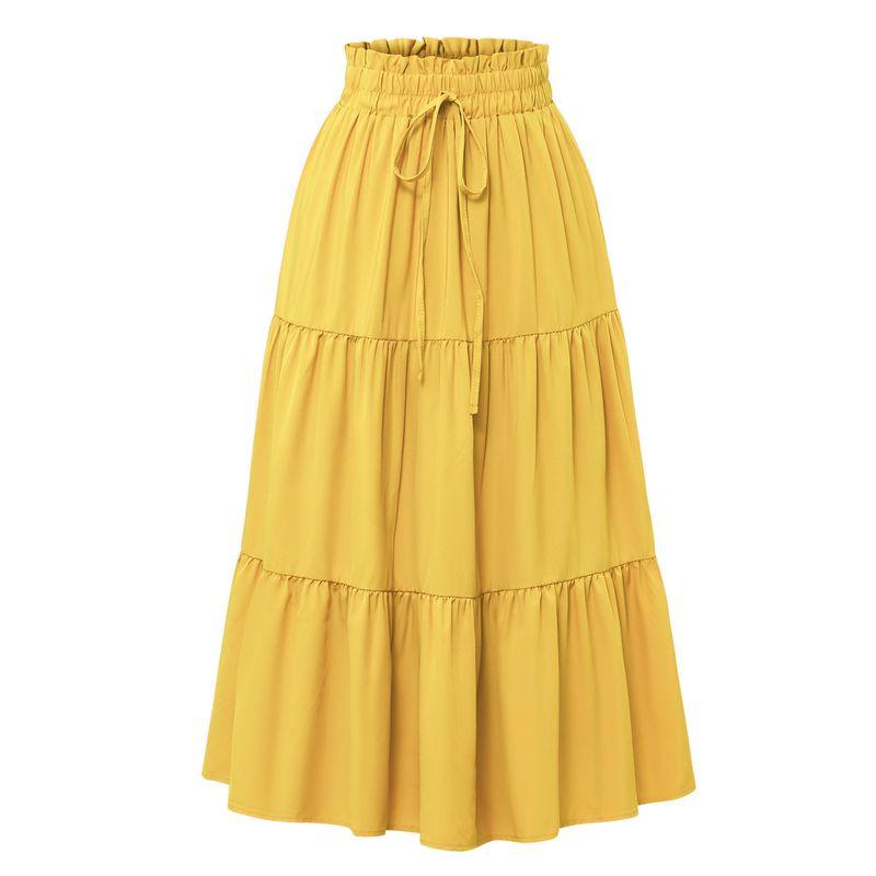 Bohemian A- Line Skirt Long Dress Bohemian A Word Flowy Layered Half-Length Skirts