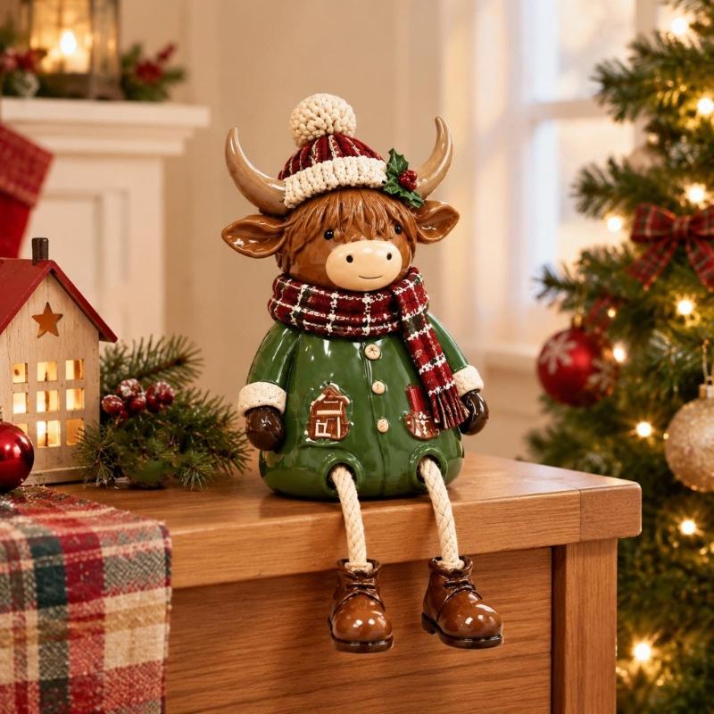 Christmas Resin Character Decoration with Separate Rope Legs, Figurine for Seasonal Home Displays