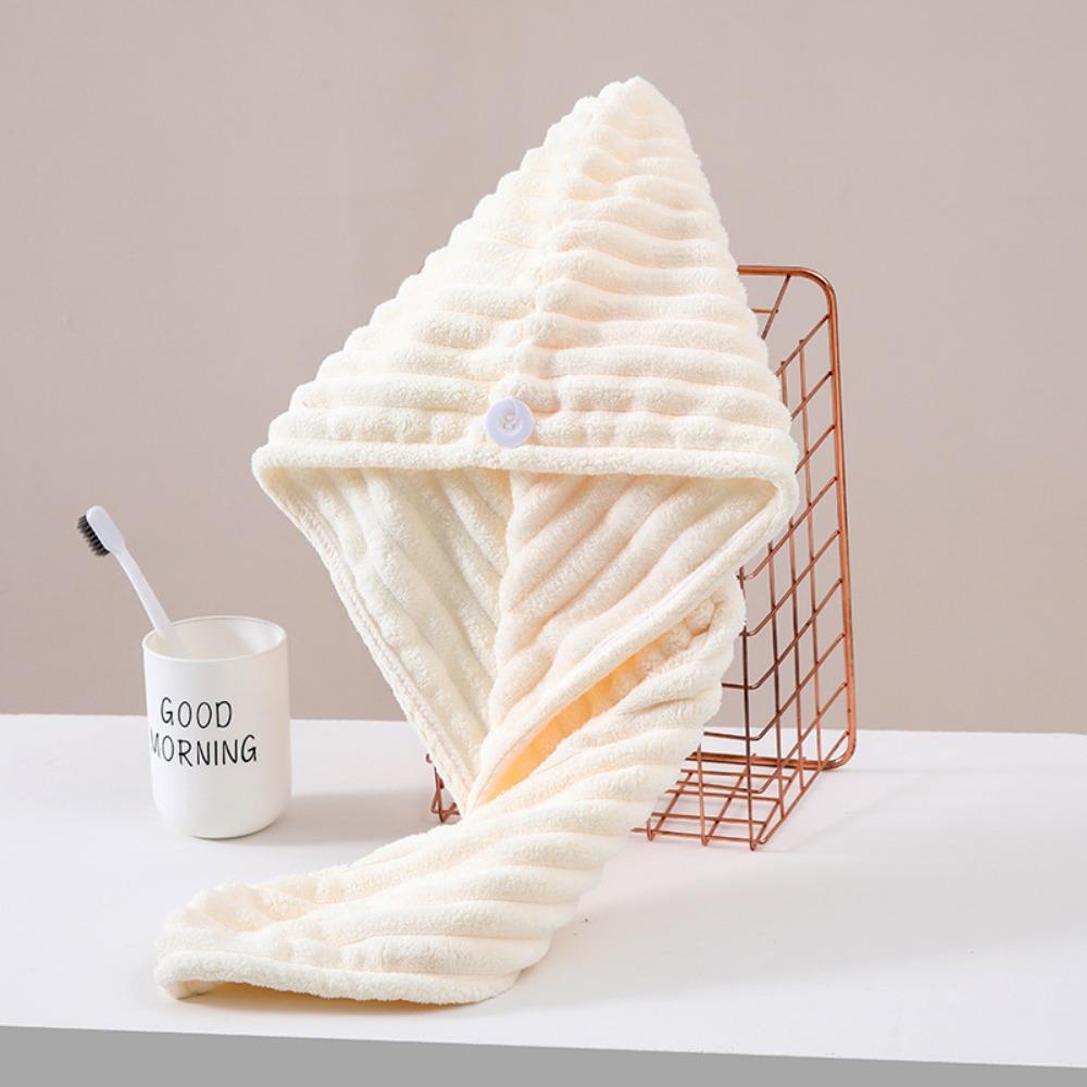 Super Saugfähigkeit Damen Haartrockenhaube mit Knopf Haartrockenwickel Weiche Schnelltrocknende Haarhandtuchkappe